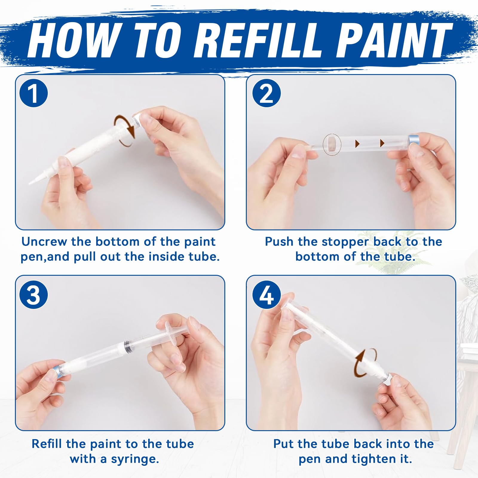 Refillable Touch Up Paint Pen Brush - 3 Pack/Set