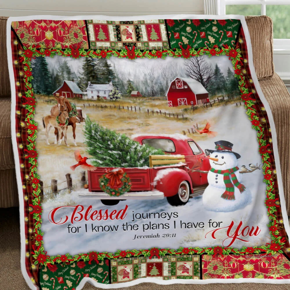 Red Truck Christmas. Blessed Journeys Sofa Throw Blanket