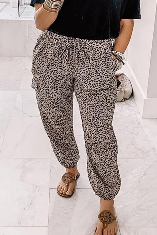 Heididress Tie Knot Waist Leopard Pants with Pockets