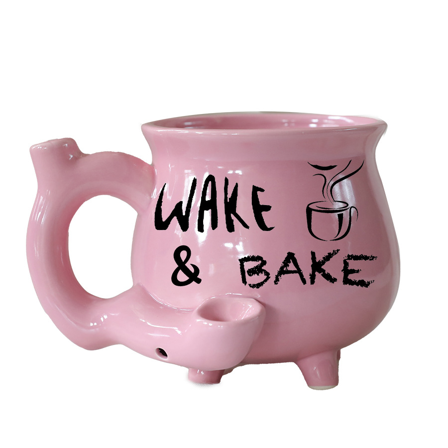 Creative ceramic marble pattern multifunctional smoking pipe ceramic coffee cup