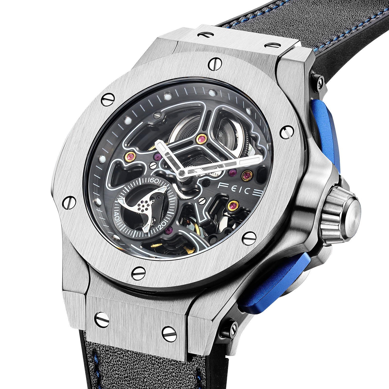FM701 Skeleton Automatic Watch Men Analog With Stainless Steel Sapphir