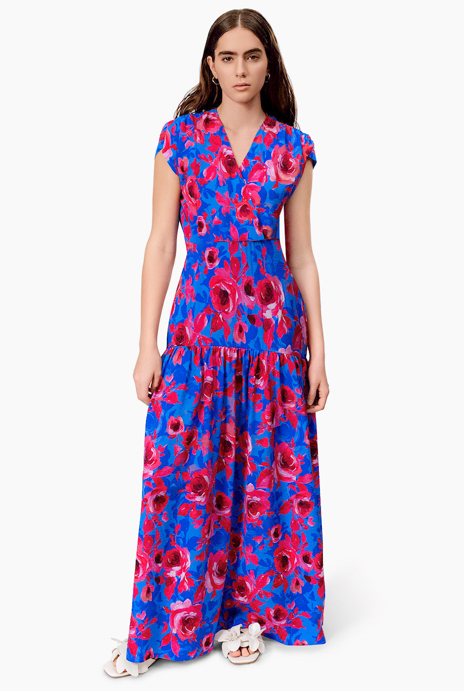 Vestido maxi estampado escote en V