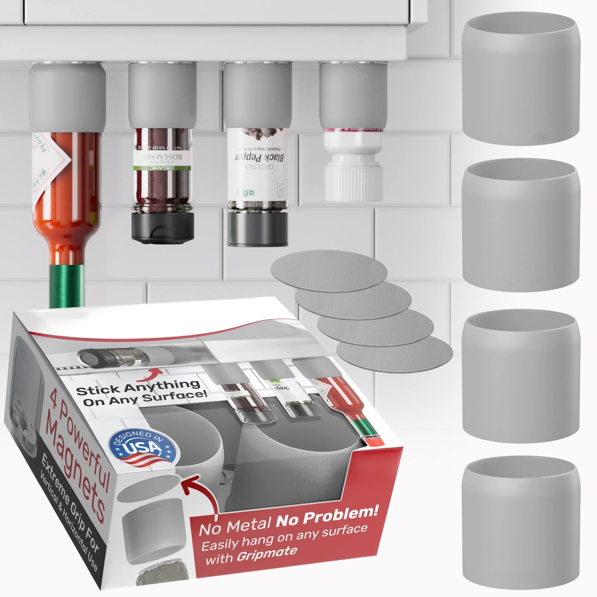 🔥On Sale🔥Magnetic Spice Jars Grip 4-Pack