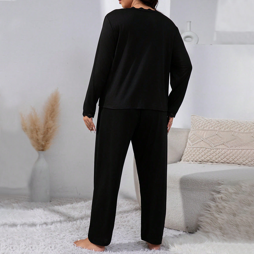 Plus Size All Match Casual Homewear Suit Autumn Winter Loose Comfortable Two Piece Set Women