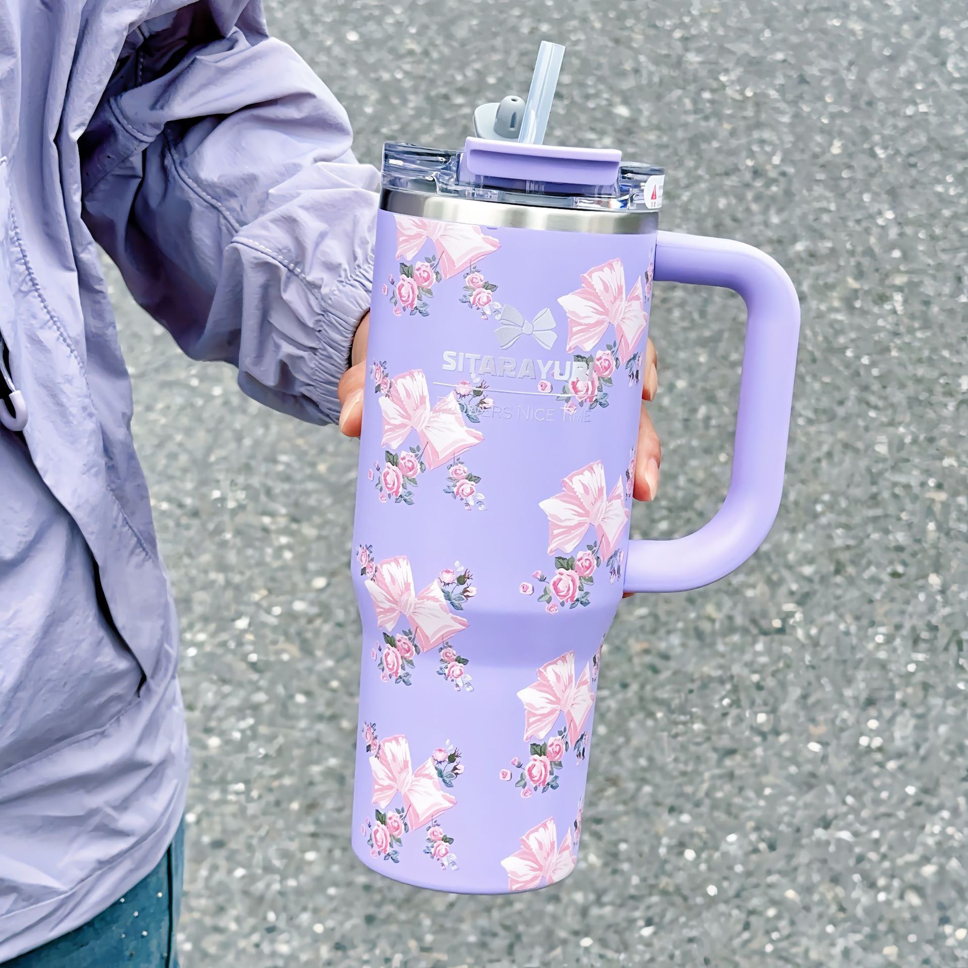 Giant Handle Straw Cup 304 Stainless Steel Large Capacity Car Insulated Cup Ice King Cup