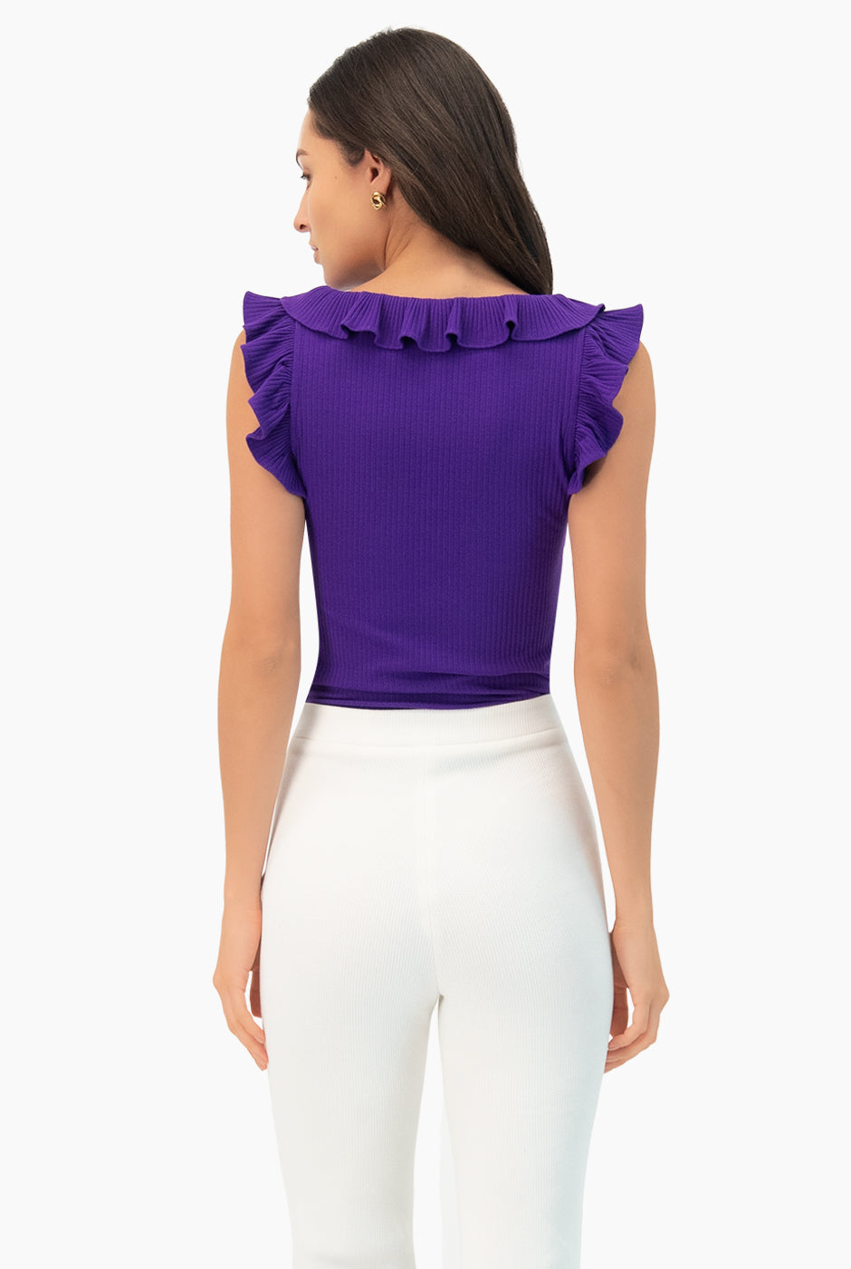 Blusa morada de escote redondo