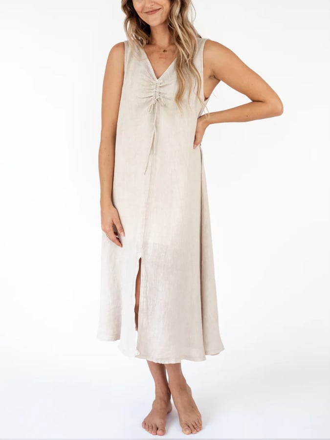 Women's Solid Color Cotton Linen Dress