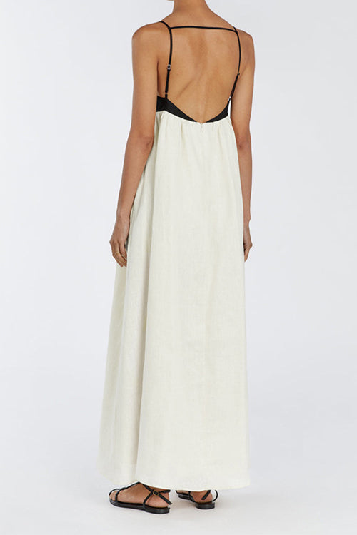 Heididress Backless Color Block Splice Swing Maxi Cami Dress