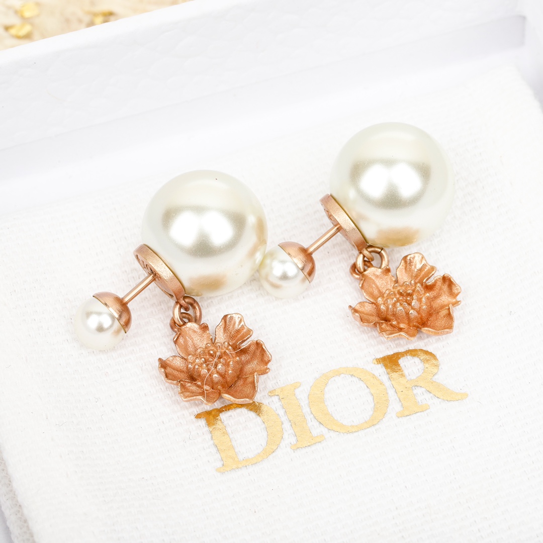 Dior Rose Pearl Earrings