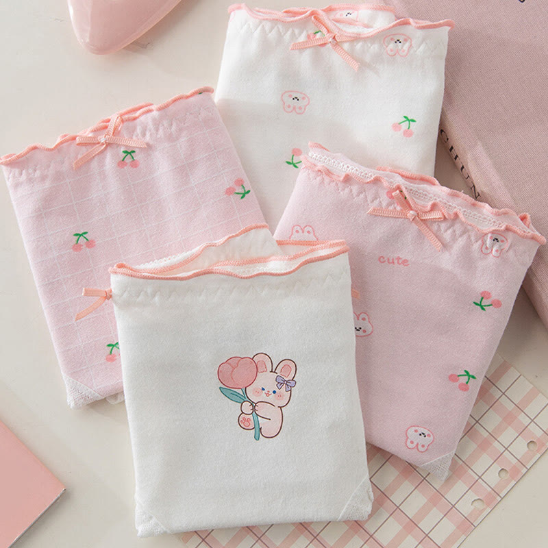 4 Pack Bunny Cherry Print Panty Set