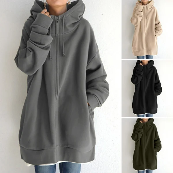 (🎁2024 New Year Hot Sale🎁)Women's Autumn/Winter Zipper Hooded Sweater