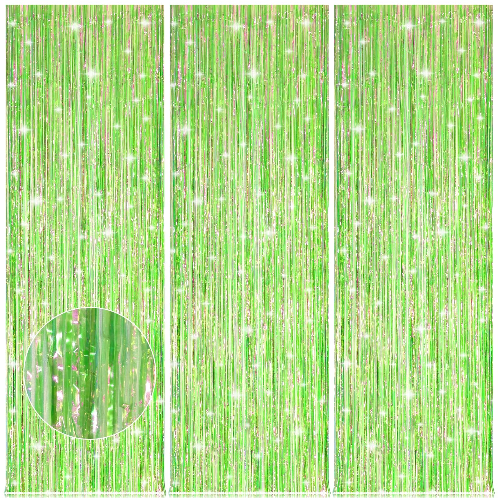 Party Streamers 3 Pack Metallic Tinsel Foil Fringe Curtains 3.2ft x 8.2ft Party Decorations