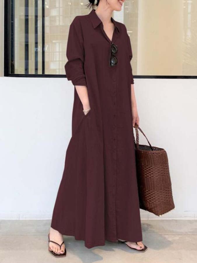 Women's Long Elegant Shirt Dress