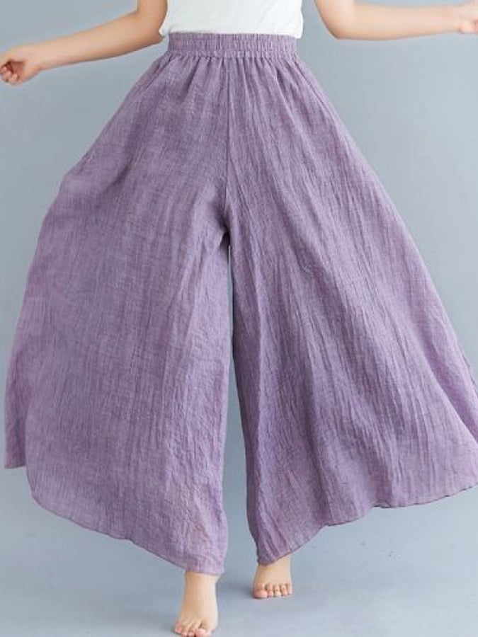 Cotton Linen High Waist Retro Swing Culottes
