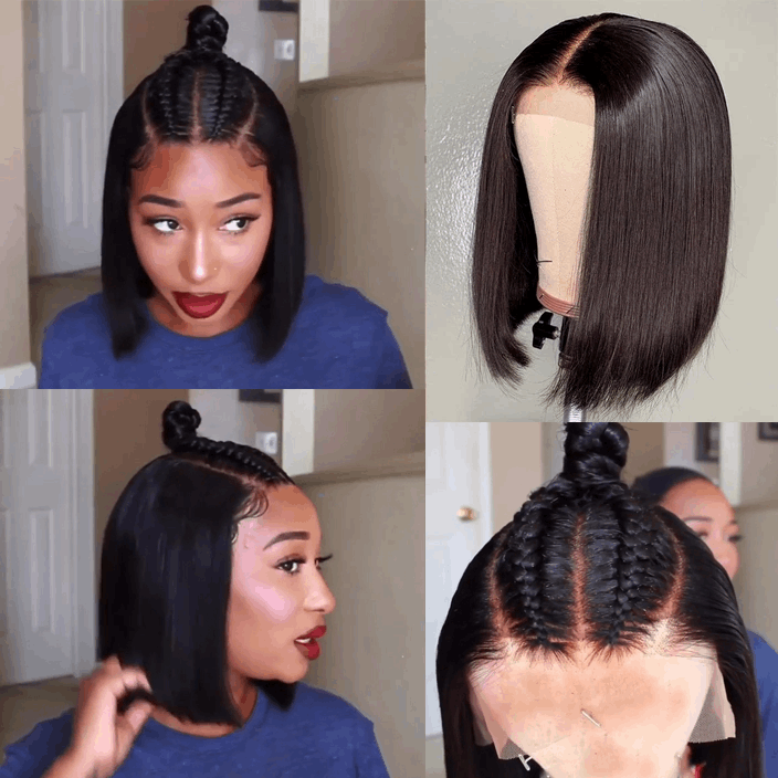 BRAZILIAN STRAIGHT LACE FRONT BOB WIGS LADY WIG