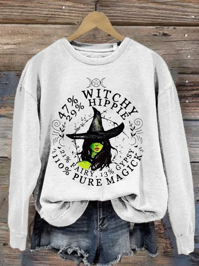 🔥Buy 3 Get 10% Off🔥Women'S Casual Halloween Witch Print Sweatshirt