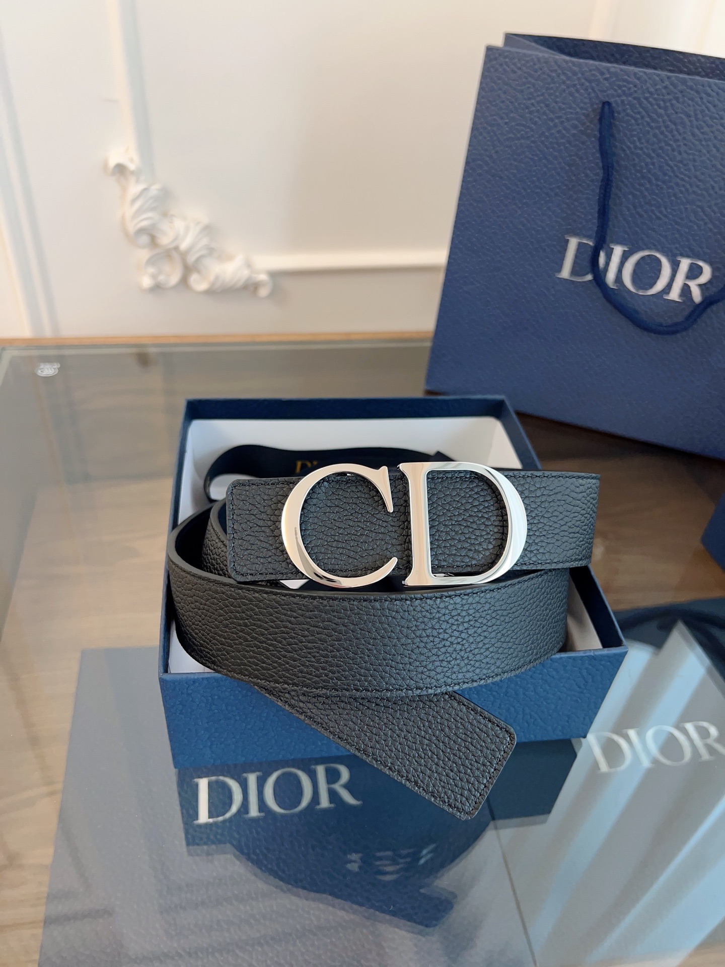 Dior double-sided leather belt 3.5CM wide