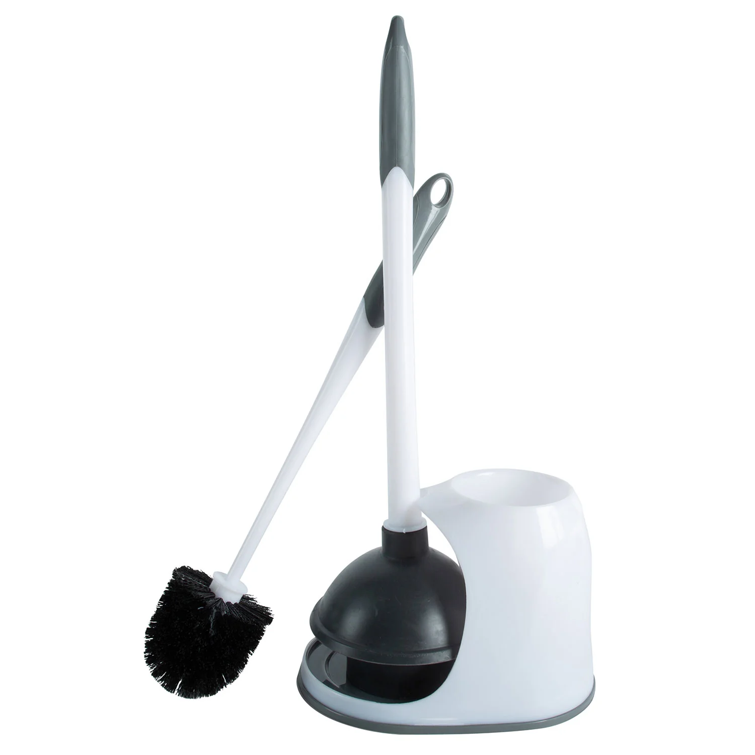 Bath Bliss 2-in-1 Bowl Brush & Plunger, White