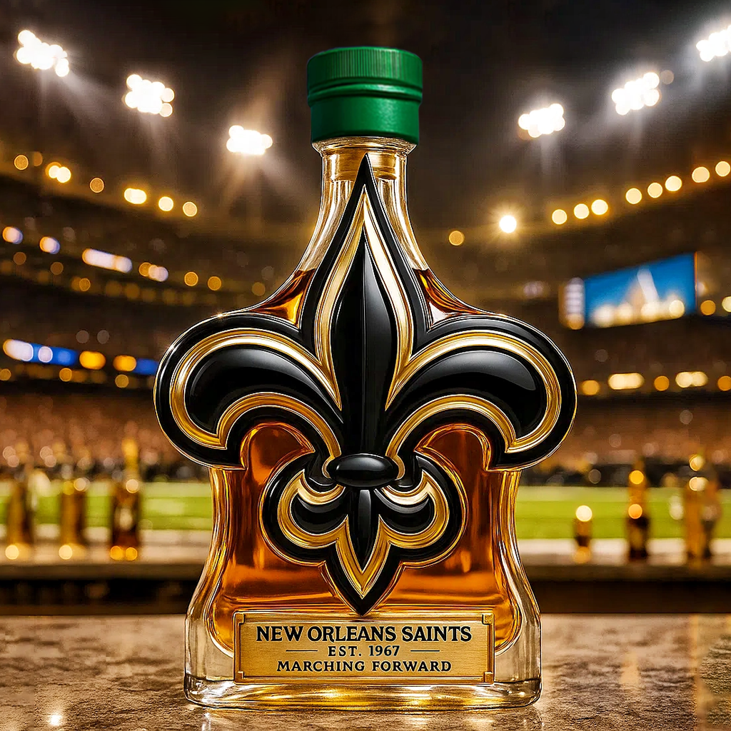 ⚜ Marching in Glory — New Orleans Saints Whiskey Bottle