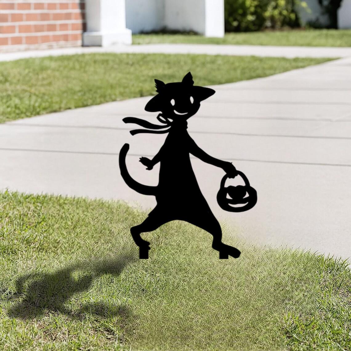 🔥Last Day Sale - 45% OFF🔥Halloween Cat Metal Yard Stake - Adorable Cat Sign