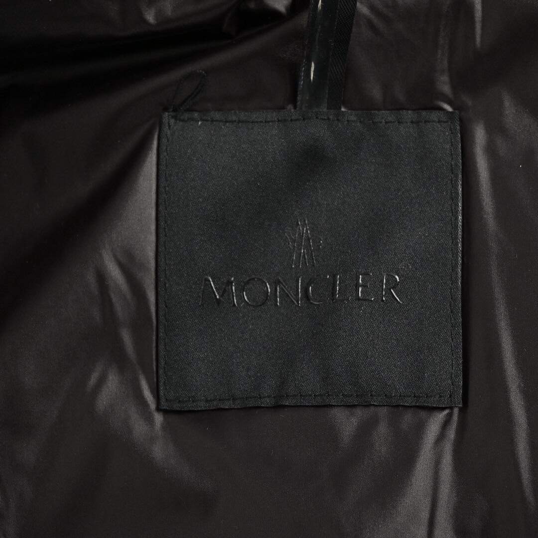 Moncler patchwork long hooded down jacket
