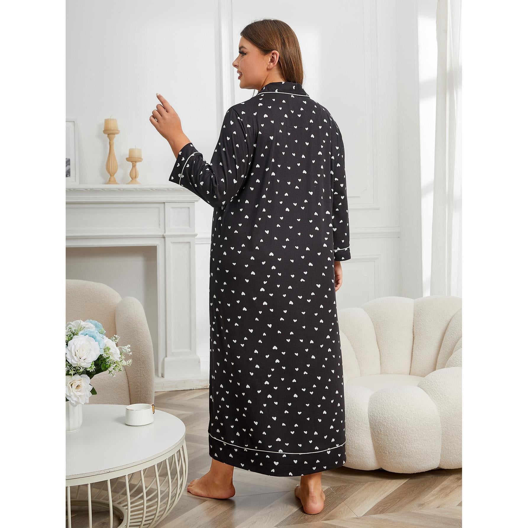 Plus Size Pajamas Women Autumn Winter Long Sleeve Nightdress Home Can Be Worn outside