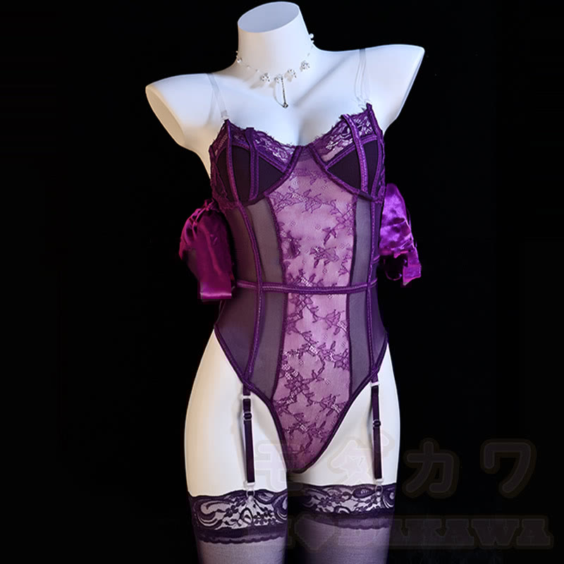 Lace See-through Jumpsuit Lingerie Set
