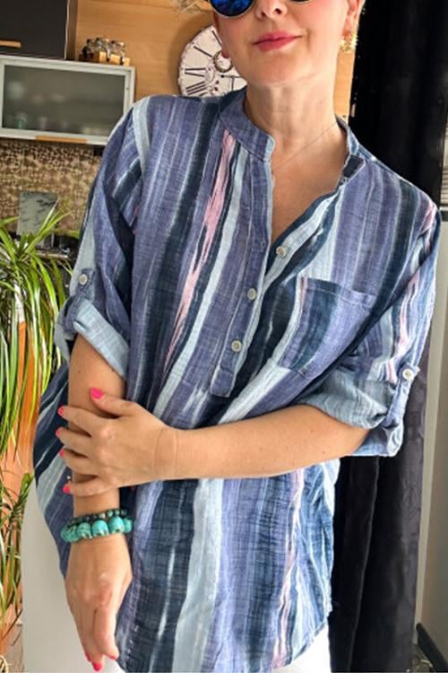 BUY 2 FREE SHIPPING-Women Irregular Striped Shirt