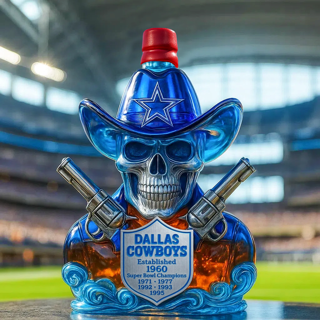 💀 Rule Your Bar — Dallas Cowboys Skull Whiskey Bottle