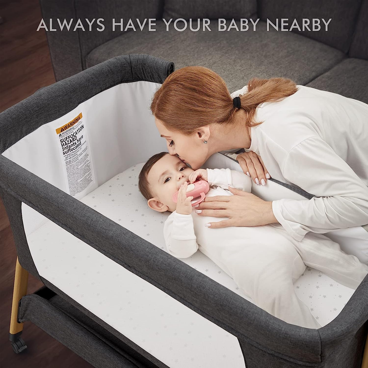 ANGELBLISS 3 in 1 Baby Bassinet Rocking Bassinets Bedside Sleeper