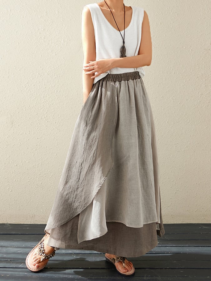 Cotton Irregular Panel Skirt