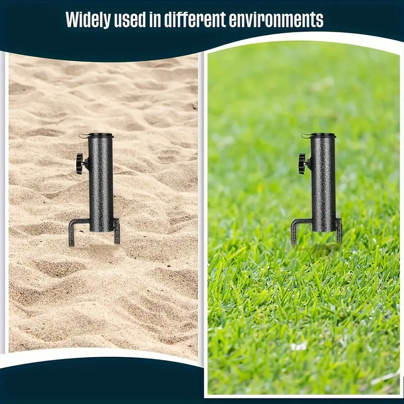 Heavy-Duty Metal Umbrella Stand With Adjustable Spiral Ground Anchor-  Ground Anchor Adjustable diameter, Fit for the pole of dia 22mm to 35mm