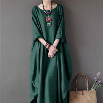 Casual Loose Plus Size Cotton And Linen Long Dress