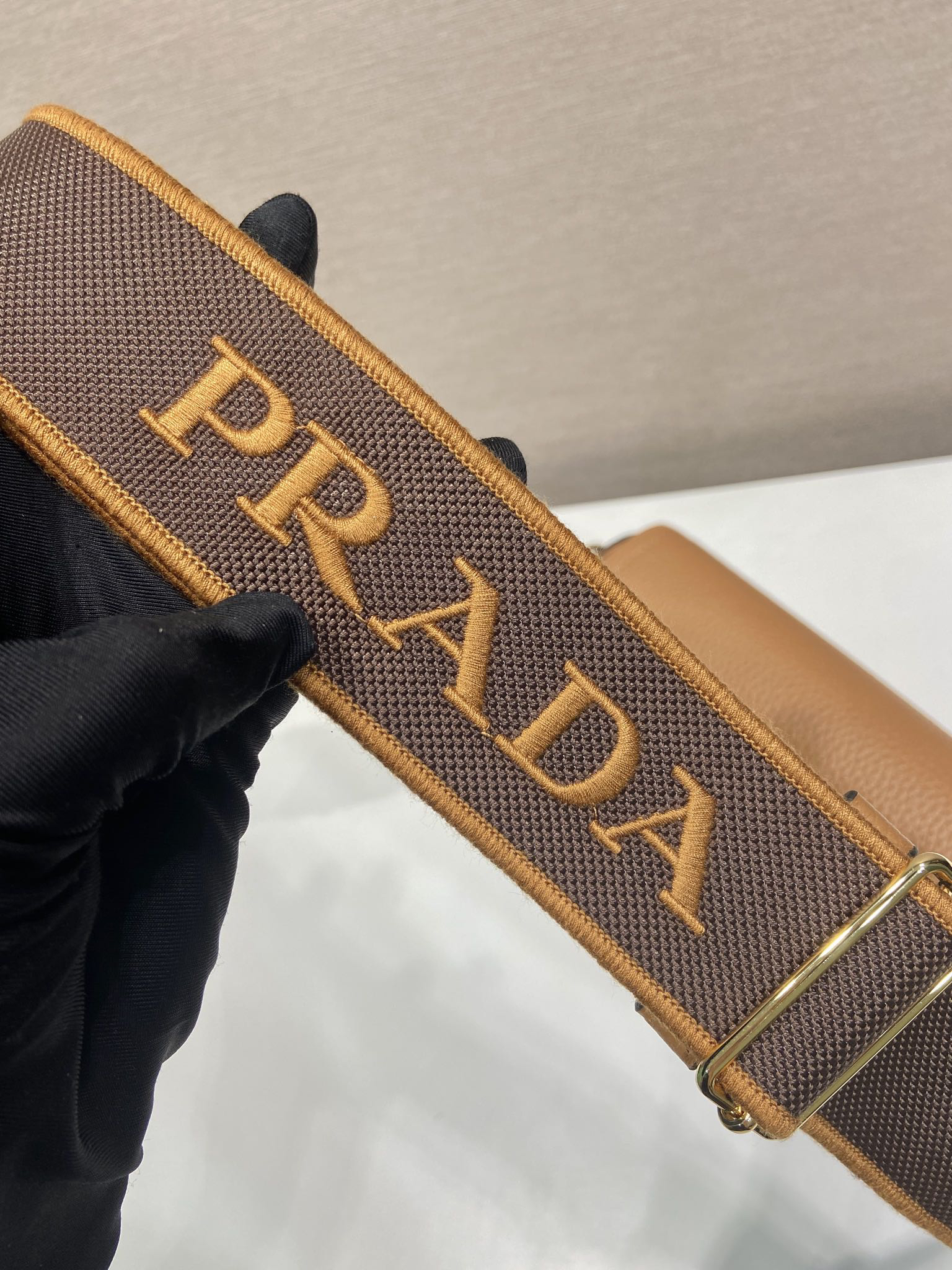 Prada Embroidered Strap Shoulder Bag 1BD314