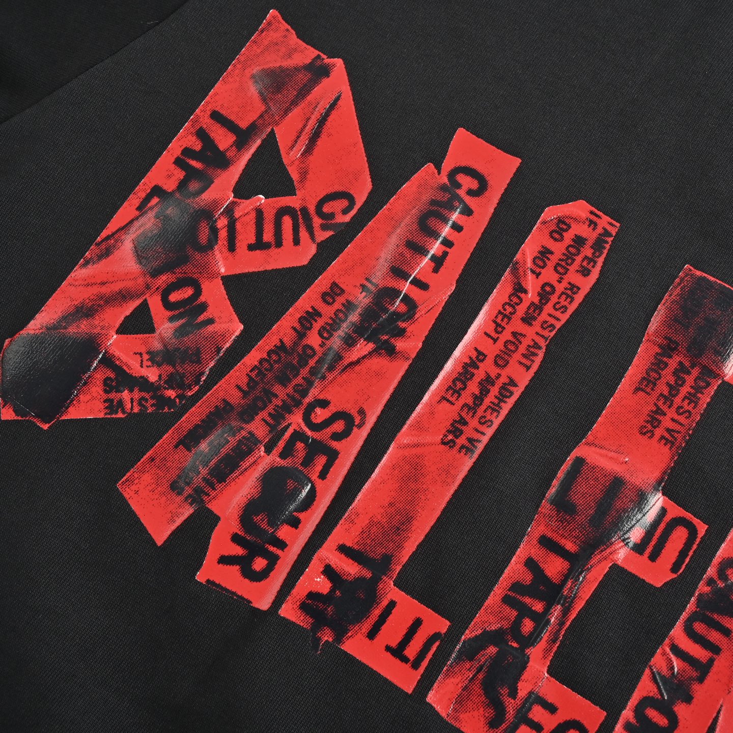 Balenciaga 25ss red tape print short-sleeve shirt