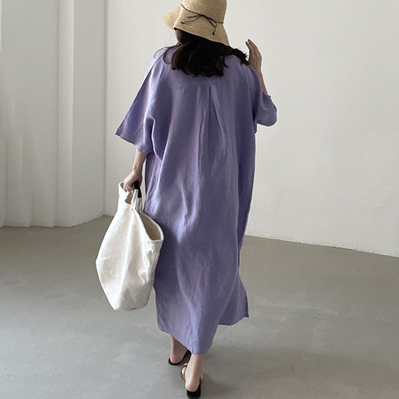 Button Down V Neck Comfy Maxi Dress