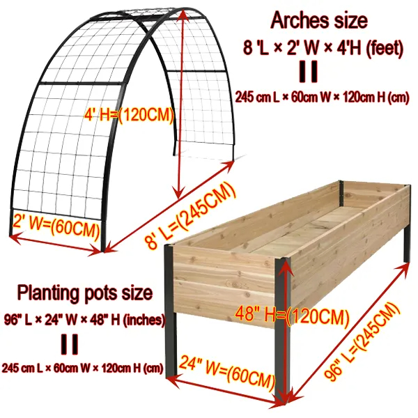 🌷2025B Clearance Sale 🔥8' X 2' x 4' Self-Watering Eco-Stained Elevated Planter Box+ Arch Trellis
