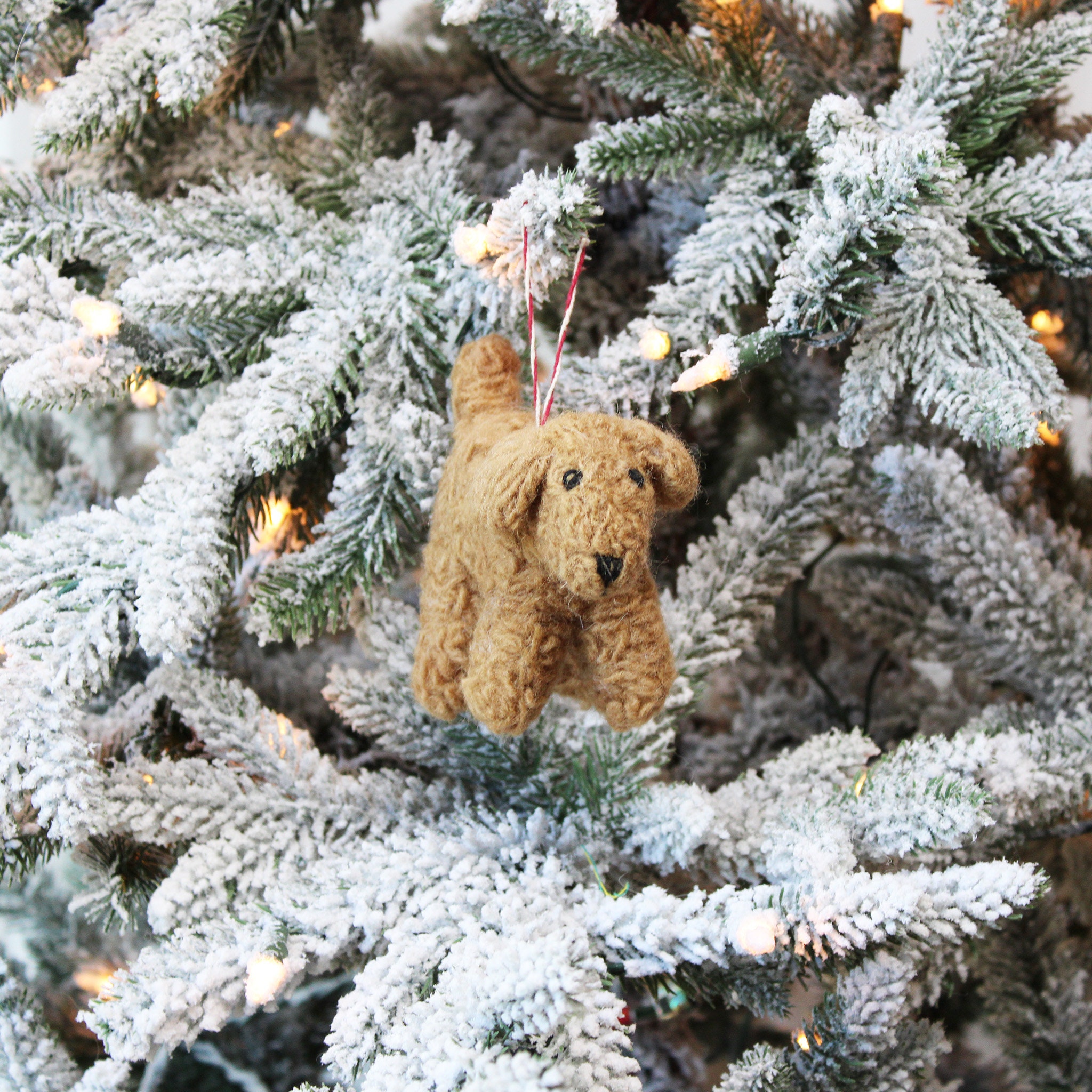 🐕Curly Doodle Dog Felted Wool Ornament