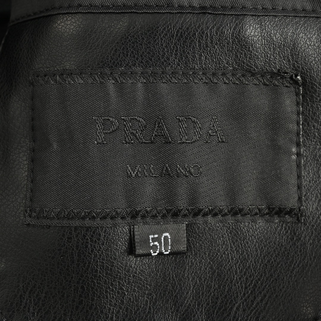 Prada 24Fw triangle logo leather jacket custom pebbled leather