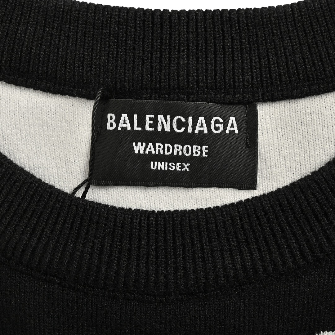 Balenciaga 24Fw jacquard lettering barrage sweater