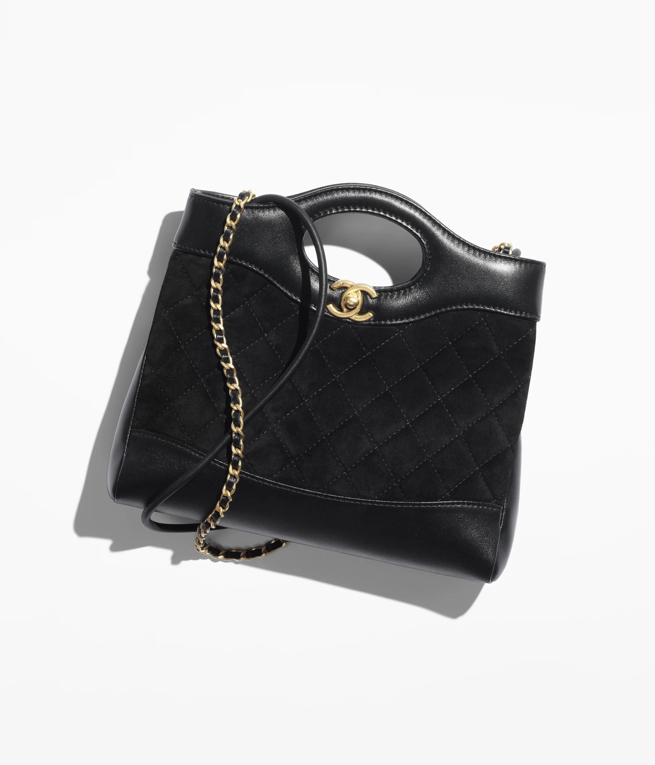 CHANEL 31 Mini Shopping Bag Suede Calfskin, Lambskin & Gold-Tone Metal Black AS4133-B19505-94305