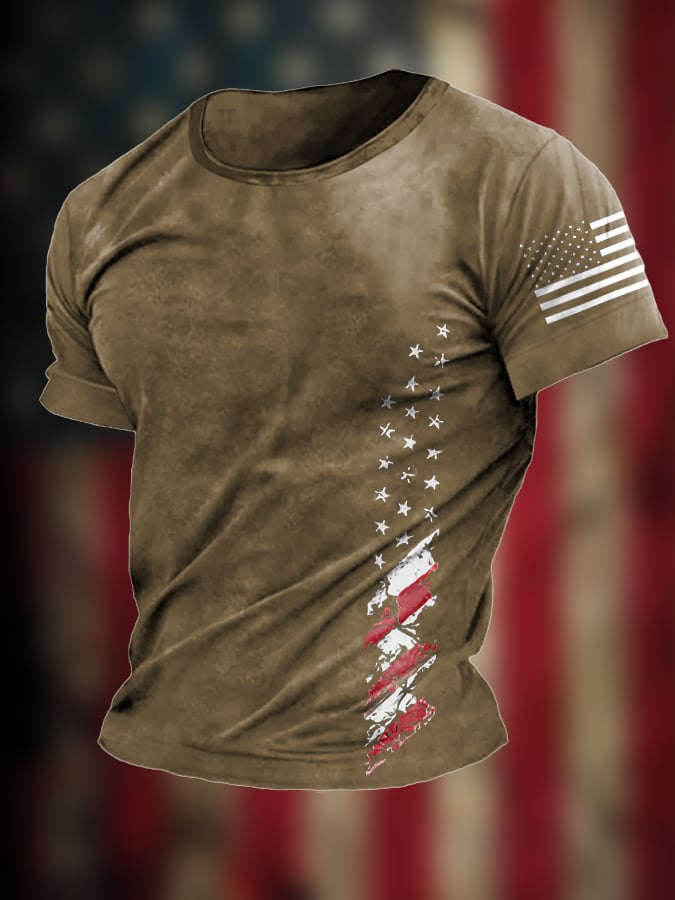 Men's Vintage American Flag Declaration of Independence Print T-Shirt