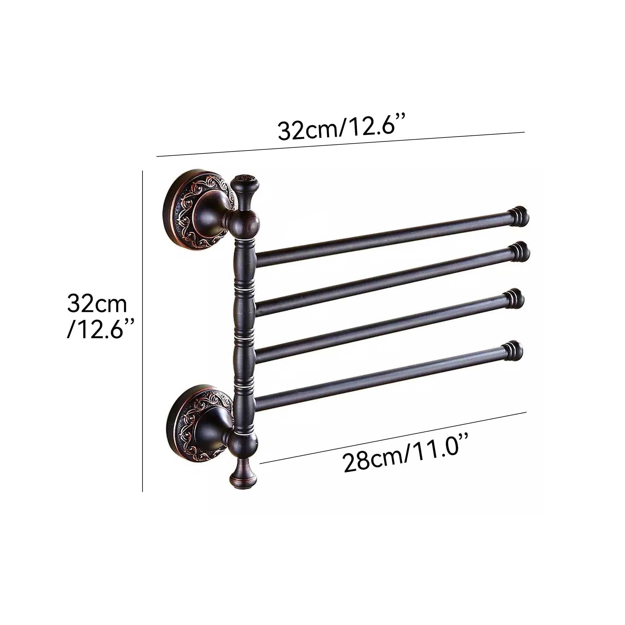 Folding Four-Arm Swivel Brass Towel Rack