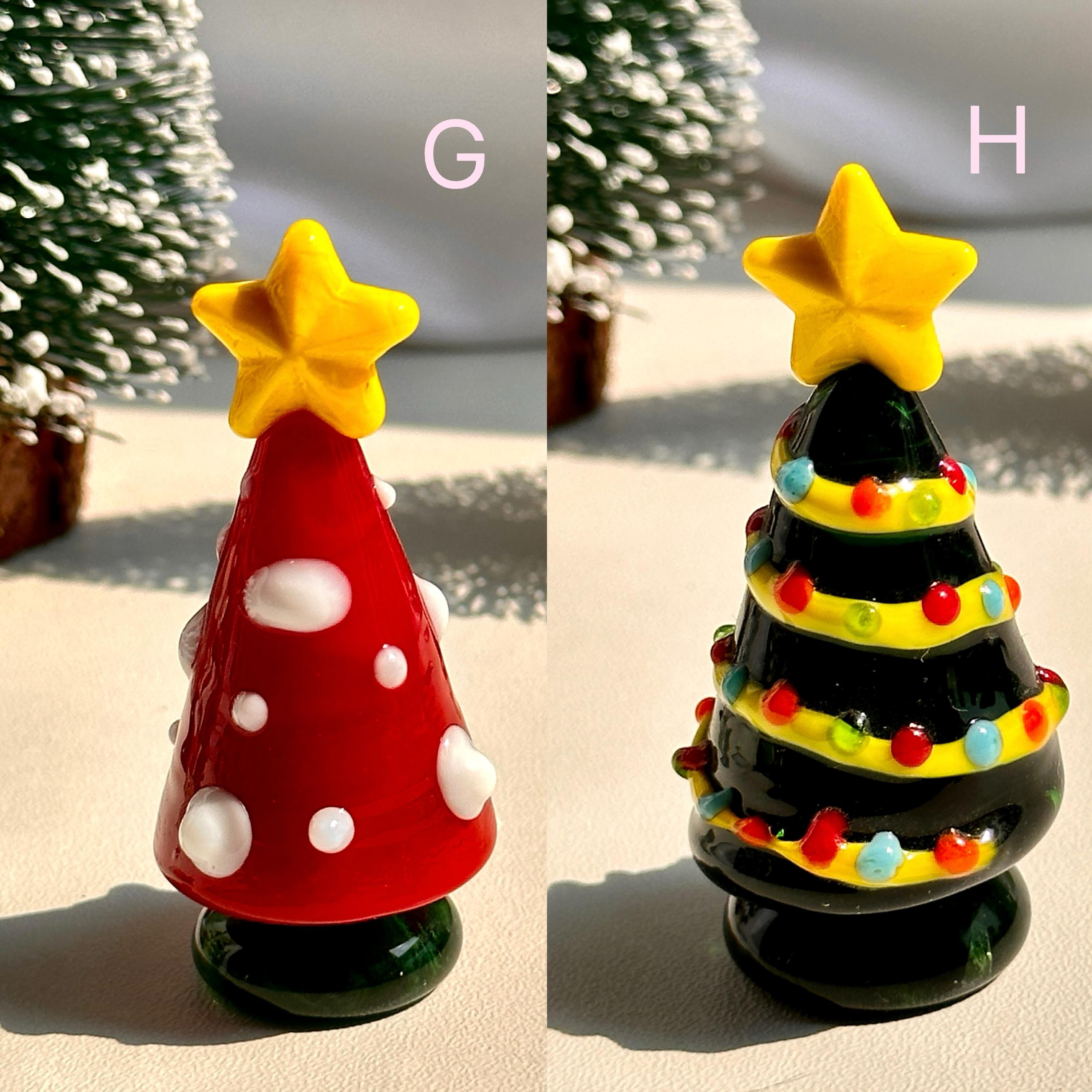Handmade Lampwork Glass Miniature Christmas Trees
