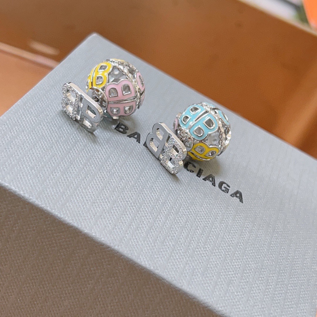 Balenciaga BB Hollow Sphere Earrings