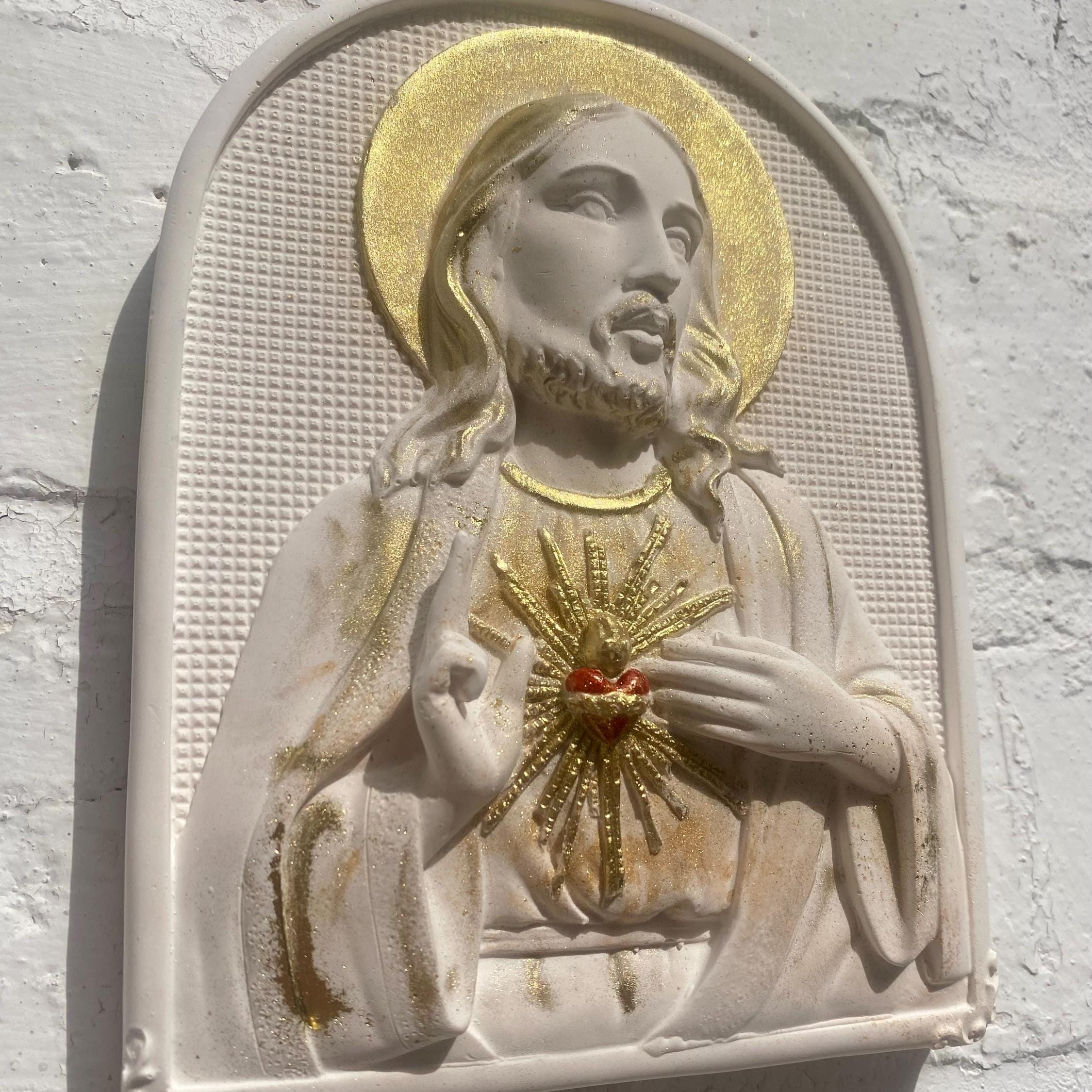 🔥ON SALE🔥Handmade Jesus Wall Plaque Religious Art Sacred Heart
