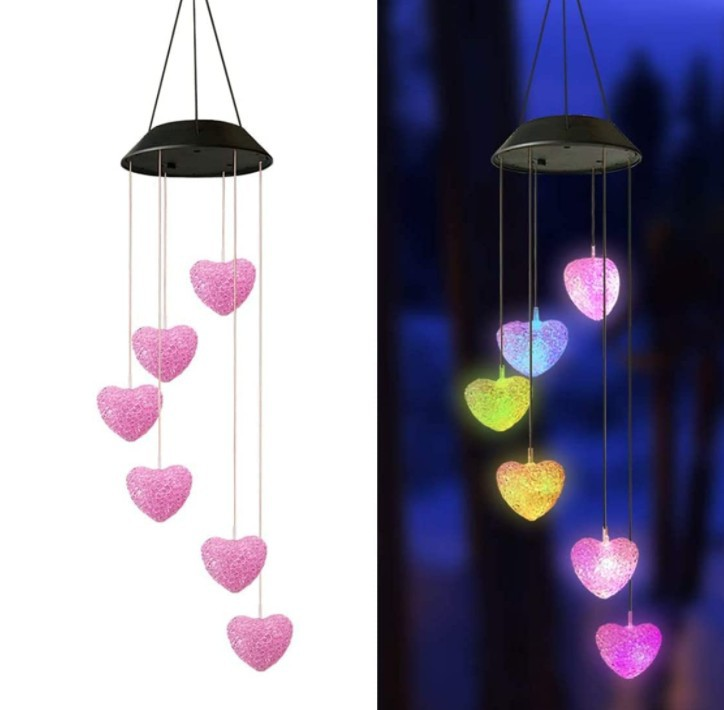 🎁🔥ON SALE - 45% OFF🔥Solar color-changing hummingbird wind chime-Rainbow Color Changing LED Lights,Six birds and it comes assembled.
