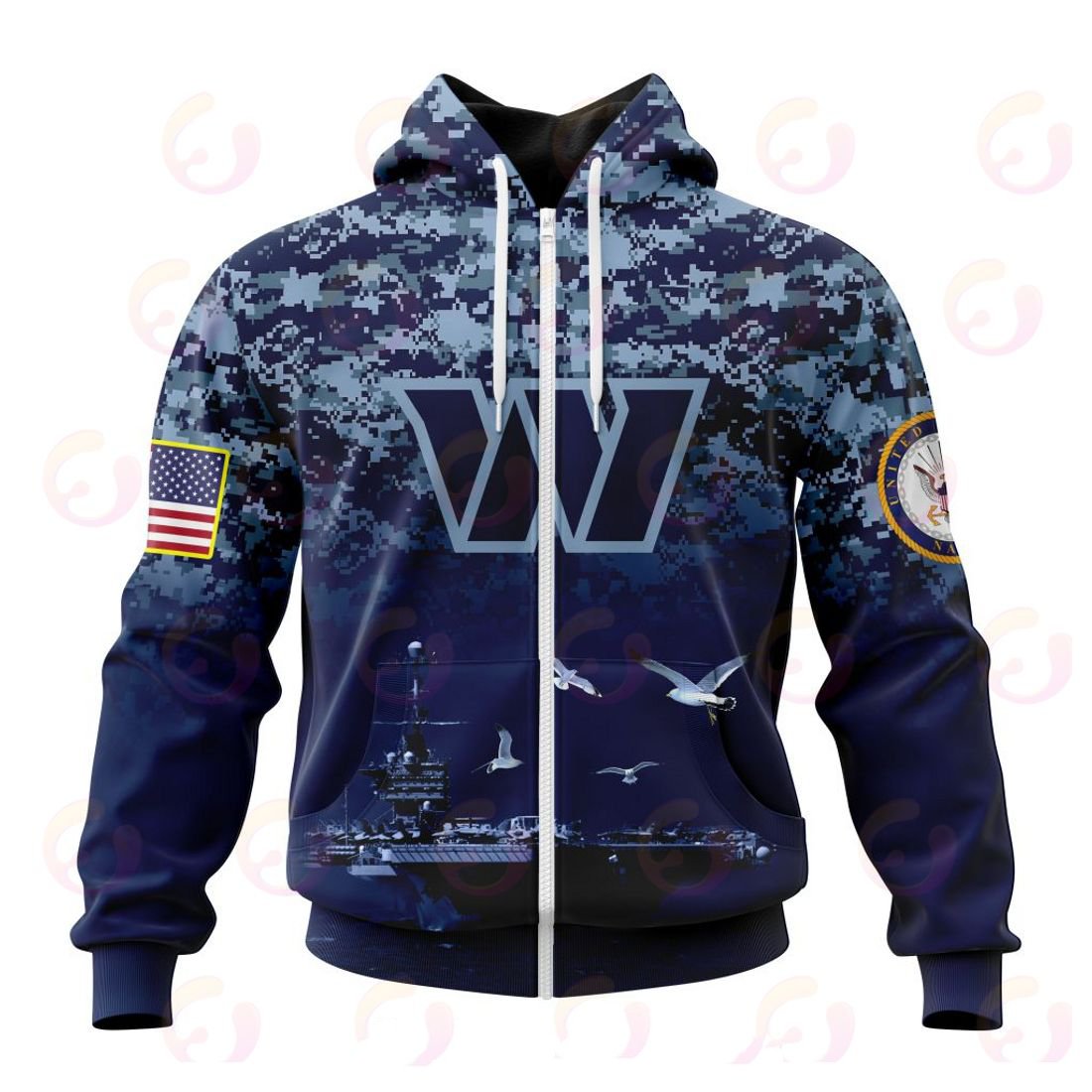 WASHINGTON 3D HOODIE HONOR US NAVY VETERANS