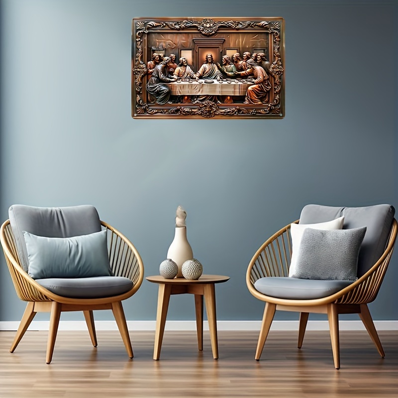 ✨🙏Classic Last Supper Vintage Metal Plaque - Religious Wall Art (18.5in x 11.8in)