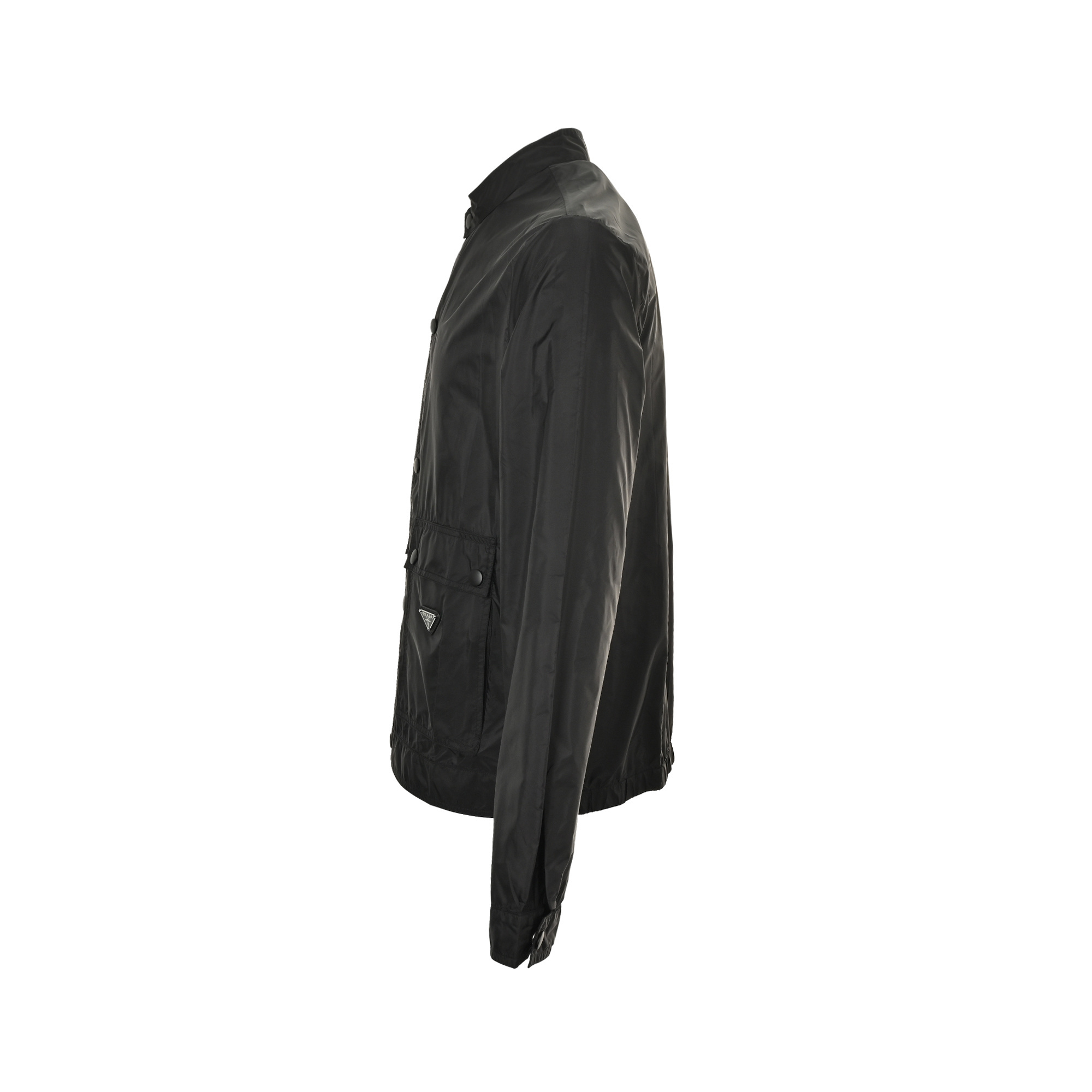Prada 25Fw flap pocket concealed button recycled nylon stand collar jacket
